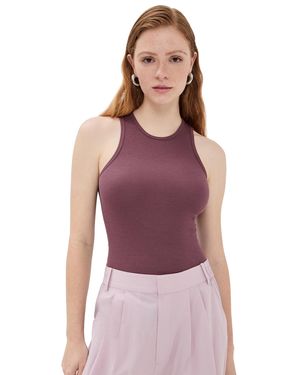 Tibi Circular Fine Rib T Tank - Purple