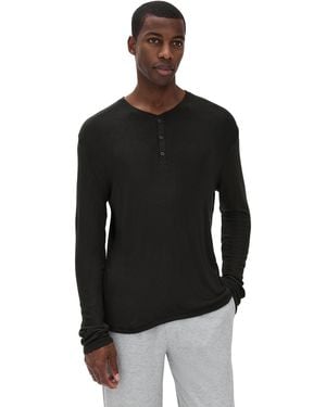 Tommy John Tri-Blend Lounge Long Sleeve Henley - Black