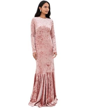 Caroline Constas Alexandra Velvet Gown - Red