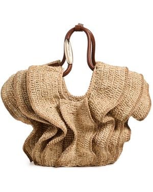 Zimmermann Goldentime Small Ruffle Tote - White