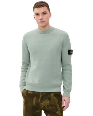 Stone Island Ribbed Cotton Crew Sweater - Green