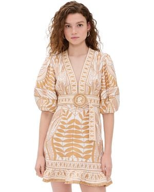 FARM Rio Lace Nature Short Sleeve Mini Dress - Natural