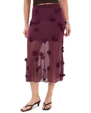Jonathan Simkhai Cora Floral Applique Midi Skirt - Red