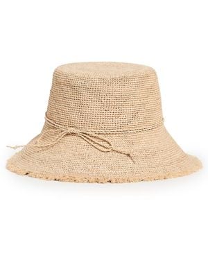 Hat Attack Packable Raffia Bucket Hat - White