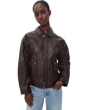 PAIGE Ashland Faux Leather Jacket - Brown