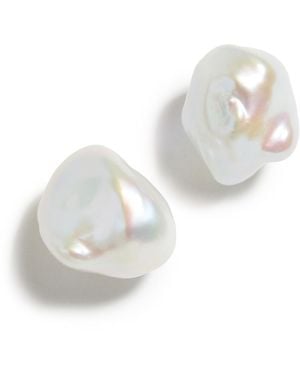 AGMES Baroque Pearl Studs - White