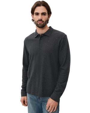 Vince Heathered Double Face Polo - Blue