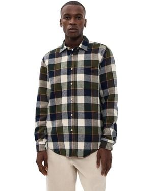 Portuguese Flannel Pine Cotton Plaid Button Down Shirt - Black