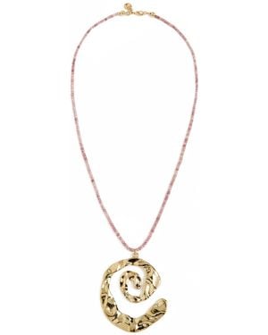 Mayamar Beaded Swirl Necklace - Metallic