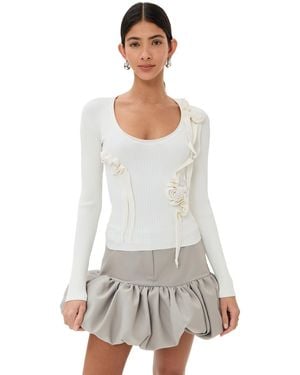 Coperni Knitted Ribbon Long Sleeved Top - White