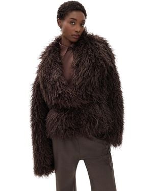 Source Unknown Hathi Belted Faux Fur Jacket - Black