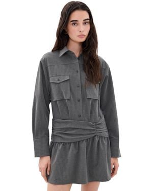 Rowing Blazers Pinstripe Button Down Dress - Black