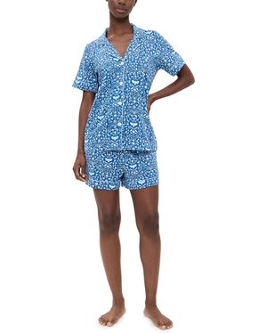 Bedhead PJs Cotton Knit Short Sleeve Boxer Pj Set - Blue