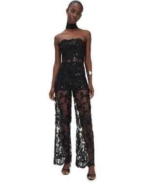 Alice + Olivia Georgie Sequin Lace Jumpsuit - Black