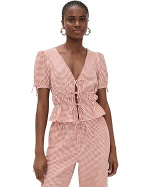 Wayf Nina Tie Front Top - Pink