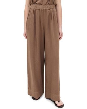 Stateside Linen Wide Leg Pull-On Pants - Brown
