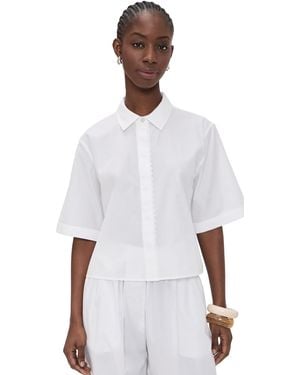 Vince Scallop Detail Short Sleeve Shirt - White