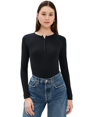 Yummie Katrina Cotton Ribbed Sea Bodysuit - Black