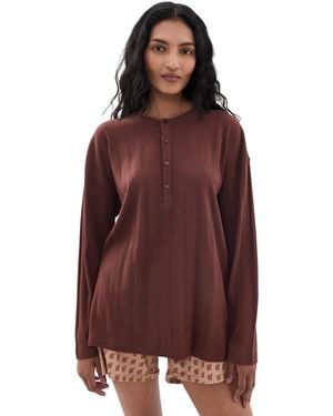 The Great The Slouch Sleep Henley - Red