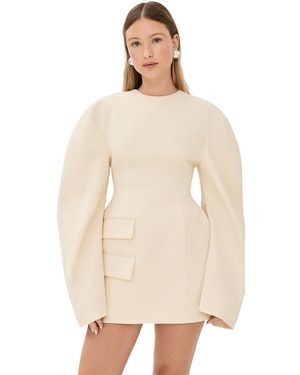 A.W.A.K.E. MODE A. W.A. K.E. Mode Rounded Sleeve Tailored Mini Dress - Natural