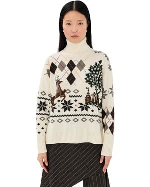 Monse Mixed Fair Isle Roll Neck Sweater - Black