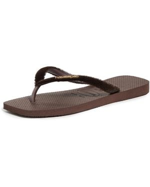 Havaianas Slim Square Plush Sandals - Black