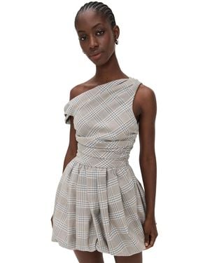 AMUR Zina Ruched Mini Dress in Natural | Lyst
