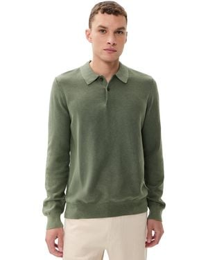 Faherty Long Sleeve Sunwashed Sweater Polo - Green