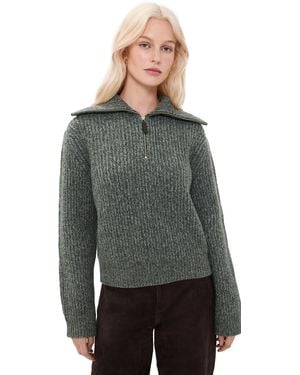Vince Sailor Collar Half Zip Pullover - Black