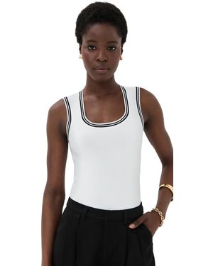 Le Bos Ringer Square Neck Tank Bodysuit - White