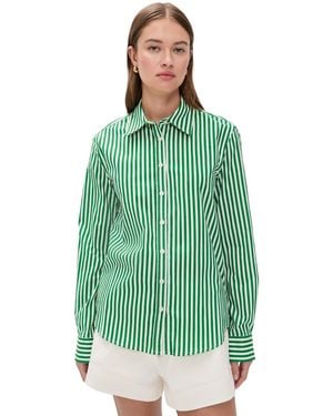 PERFECTWHITETEE Gisele Cotton Poplin Slim Fit Button Down - Green