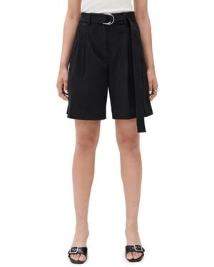 Helmut Lang Garment Dyed Double Pleated Shorts - Black