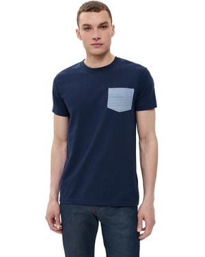 Naked & Famous Dobby Patchwork Pocket Tee - Blue