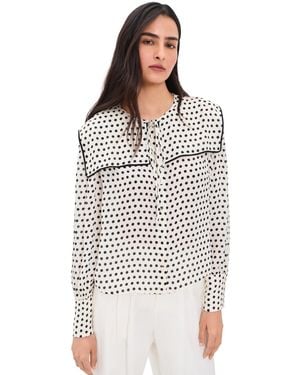 FRAME The Polka-Dot Fleet Silk Blouse - Black