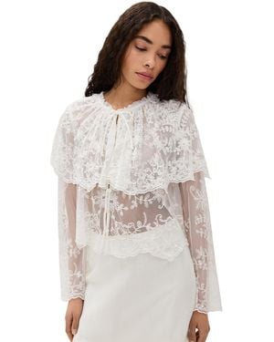 Sea Marja Embroidery Capelet Blouse - Multicolour