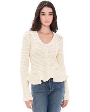 Pistola Elina Peplum Openwork Cardigan - Blue