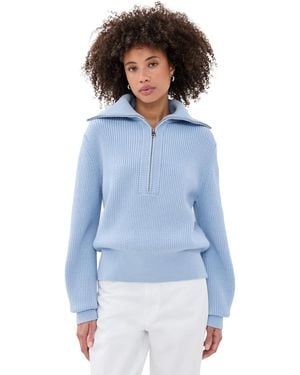 Varley Maura Half Zip Knit Sweater - Blue