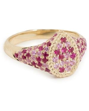 Yvonne Léon Baby Chevaliere Poire Multi Sapphires Ring - Pink
