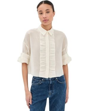 Twp Next Ex Ruffle Button Down Top - Blue