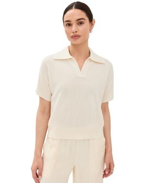 SABLYN Cashmere Mirabelle Relaxed Short Sleeve Polo - Natural