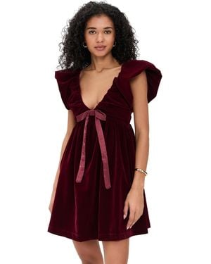 Endless Rose Velvet Satin Bow Mini Dress - Red