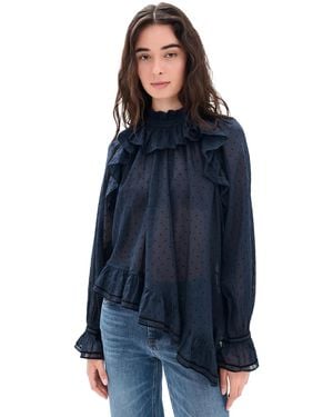 Ulla Johnson Marcella Long Sleeve Cotton Blouse - Blue