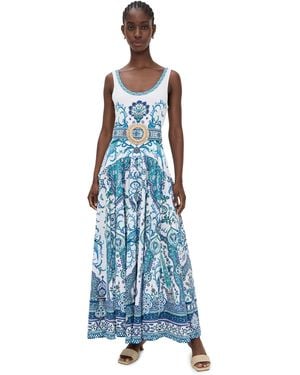 CAMILLA Jersey Tank Dress With Contrast Skirt - Blue