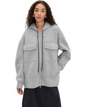 Tibi Techy Viscose Zip Up Hoodie - Gray