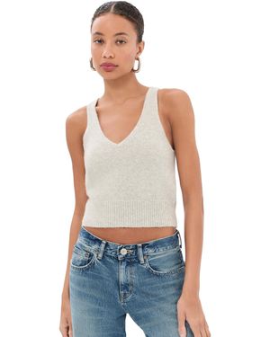 Brandon Maxwell The Reese V-Neck Knit Tank - Blue