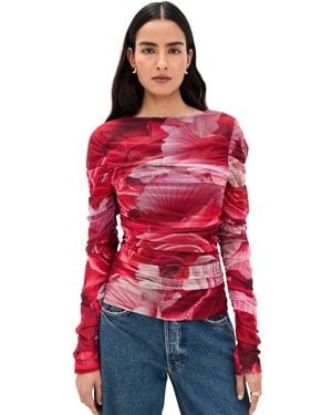 Aje. Flora Mesh Top - Red