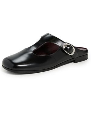 Tory Burch T Strap Mules - Black