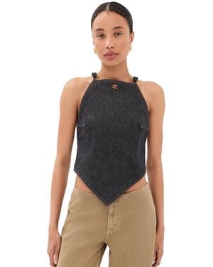 Courreges Pointy Denim Tank Top - Black