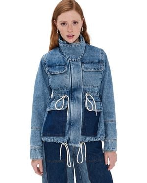 Co. Cropped Flated Military Jacket - Blue