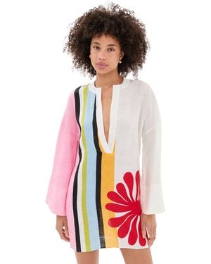 Cala De La Cruz Siena Linen Coverup Dress - Red